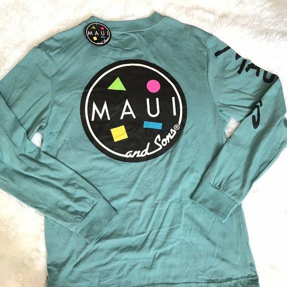 MAUI AND SONS BLUE LONG SLEEVE T-SHIRT SIZE S - Picture 4 of 7
